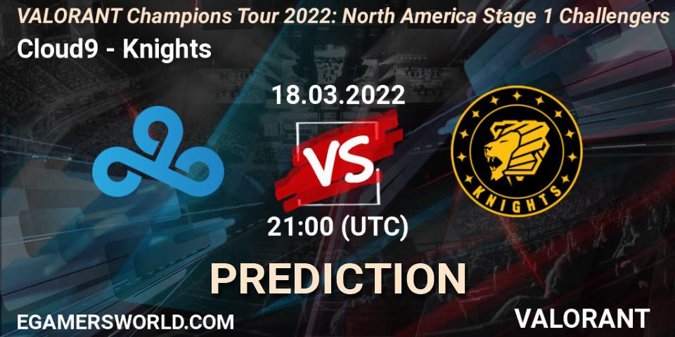 Cloud9 contre Knights : prédiction de match. 17.03.2022 at 20:30. VALORANT, VCT 2022: North America Stage 1 Challengers