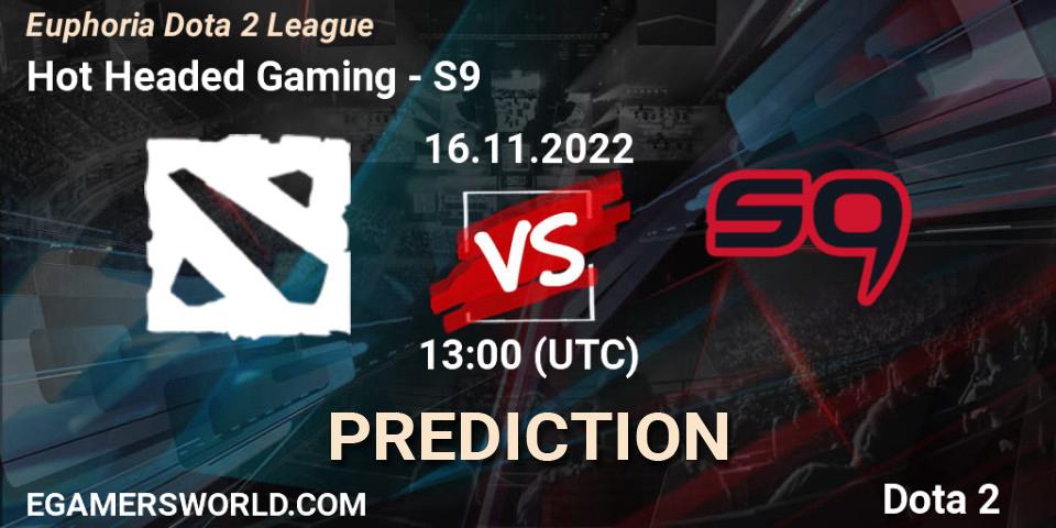 Hot Headed Gaming contre S9 : prédiction de match. 16.11.2022 at 13:46. Dota 2, Euphoria Dota 2 League