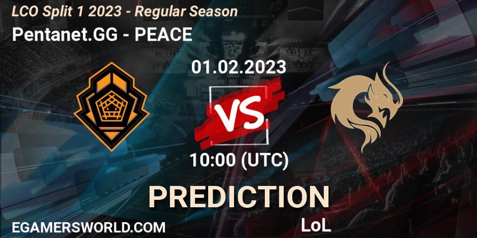 Pentanet.GG contre PEACE : prédiction de match. 01.02.23. LoL, LCO Split 1 2023 - Regular Season
