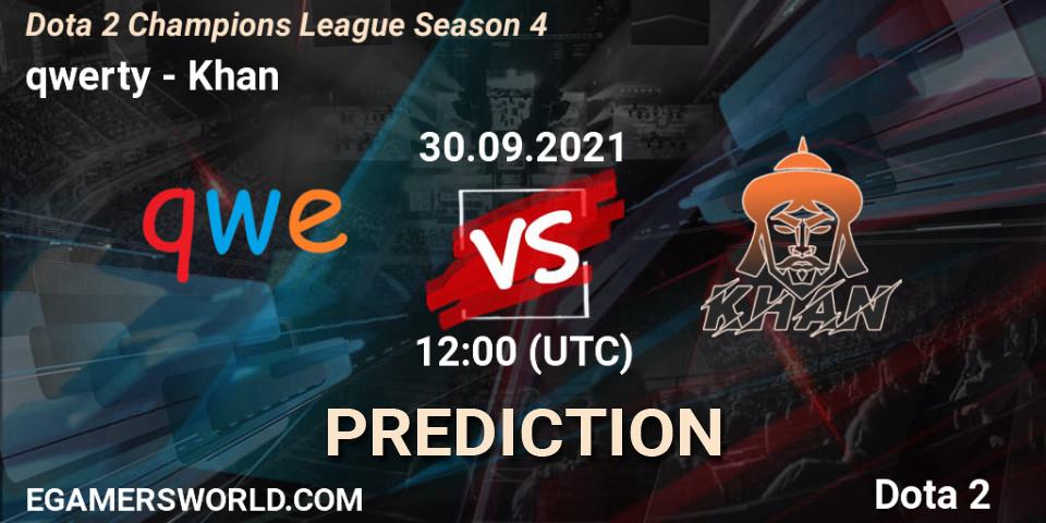 qwerty contre Khan : prédiction de match. 30.09.2021 at 12:01. Dota 2, Dota 2 Champions League Season 4