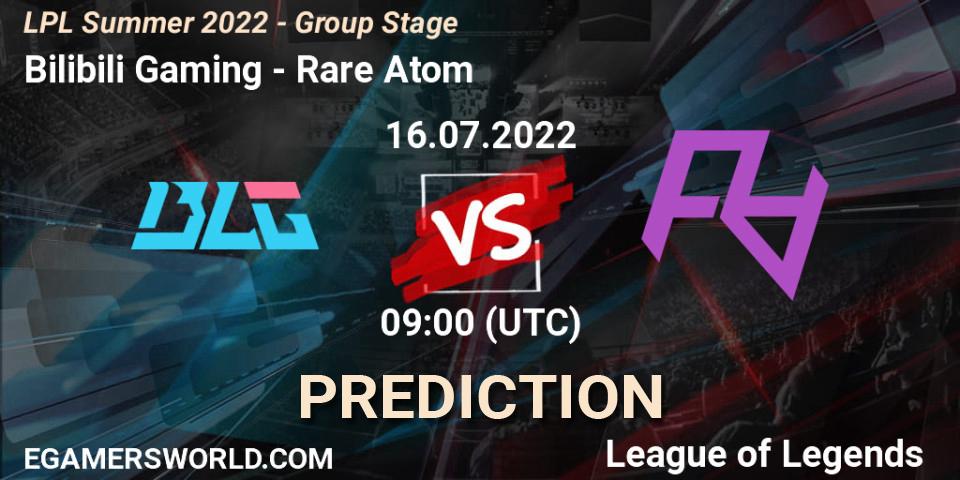 Bilibili Gaming contre Rare Atom : prédiction de match. 16.07.2022 at 09:00. LoL, LPL Summer 2022 - Group Stage