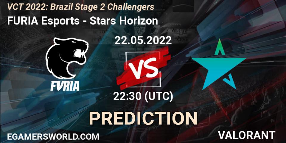 FURIA Esports contre Stars Horizon : prédiction de match. 22.05.2022 at 23:00. VALORANT, VCT 2022: Brazil Stage 2 Challengers