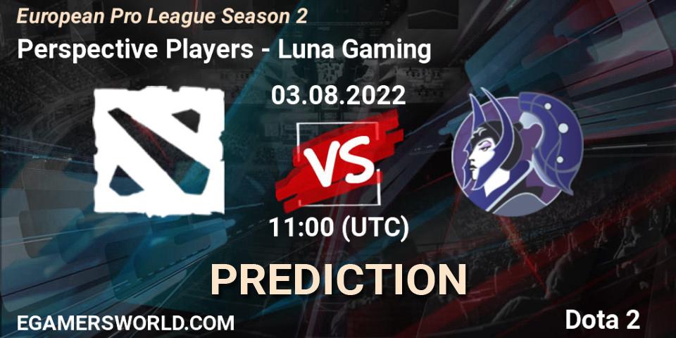 Perspective Players contre Luna Gaming : prédiction de match. 03.08.2022 at 11:28. Dota 2, European Pro League Season 2