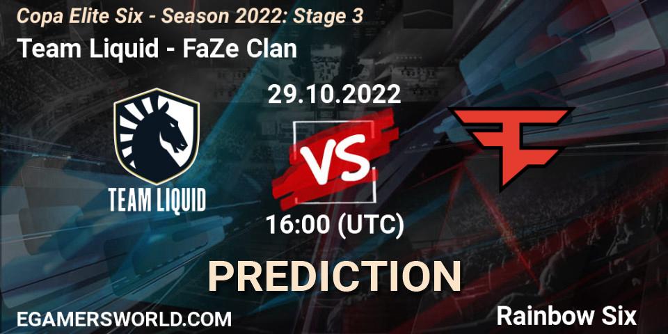 Team Liquid contre FaZe Clan : prédiction de match. 29.10.22. Rainbow Six, Copa Elite Six - Season 2022: Stage 3