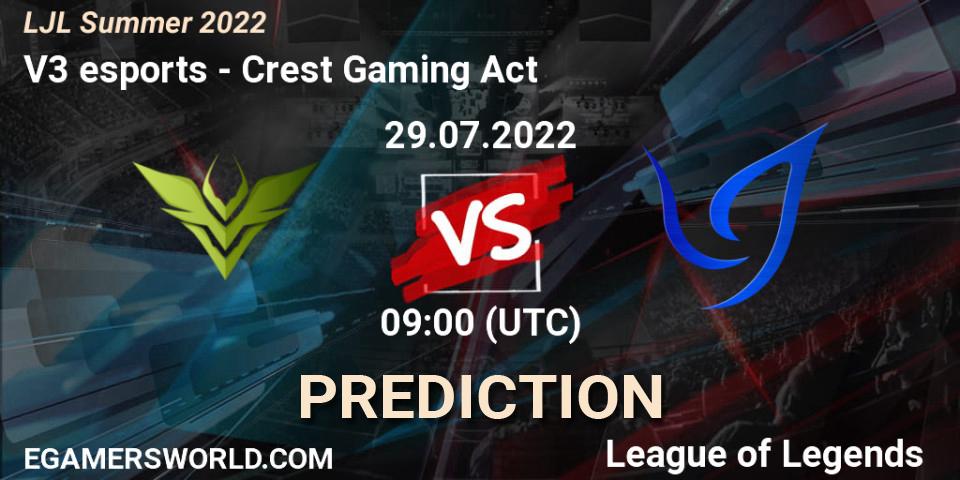 V3 esports contre Crest Gaming Act : prédiction de match. 29.07.22. LoL, LJL Summer 2022