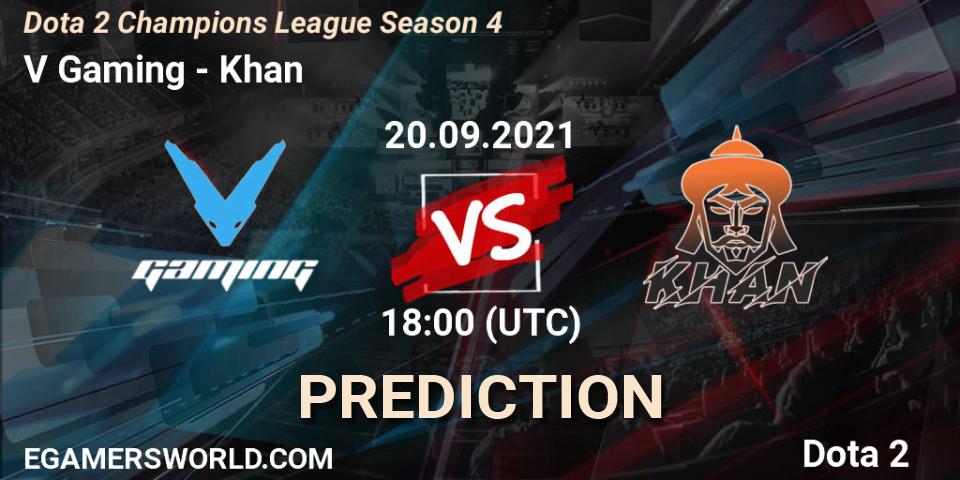 V Gaming contre Khan : prédiction de match. 20.09.2021 at 18:07. Dota 2, Dota 2 Champions League Season 4