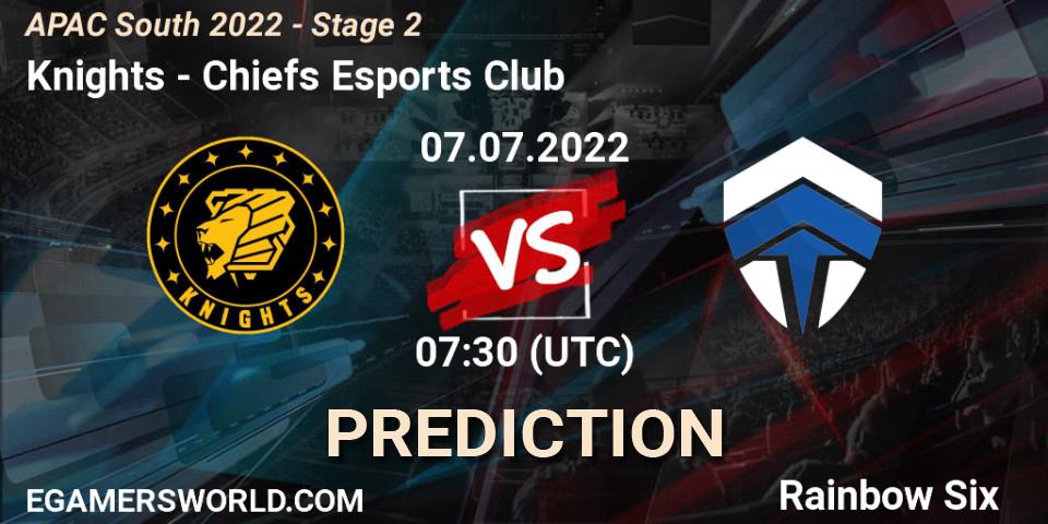 Knights contre Chiefs Esports Club : prédiction de match. 07.07.2022 at 07:30. Rainbow Six, APAC South 2022 - Stage 2