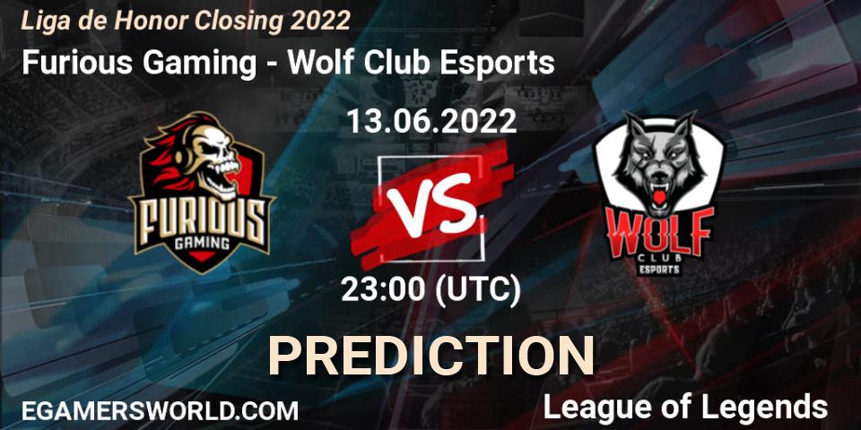 Furious Gaming contre Wolf Club Esports : prédiction de match. 13.06.2022 at 23:00. LoL, Liga de Honor Closing 2022