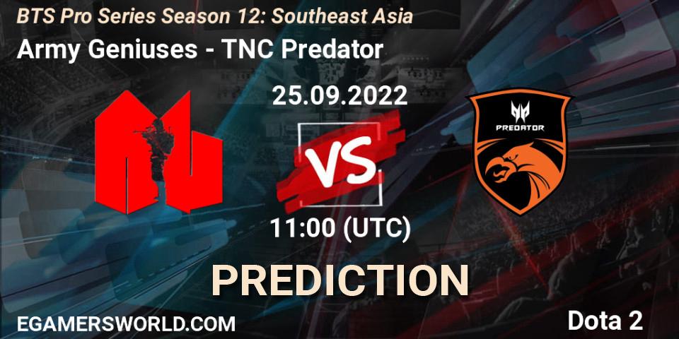Army Geniuses contre TNC Predator : prédiction de match. 25.09.22. Dota 2, BTS Pro Series Season 12: Southeast Asia