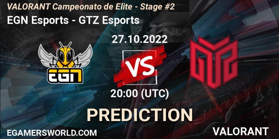 EGN Esports contre GTZ Esports : prédiction de match. 27.10.22. VALORANT, VALORANT Campeonato de Elite - Stage #2