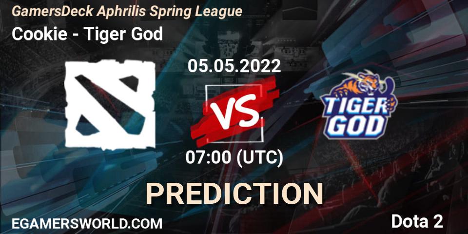 Cookie contre Tiger God : prédiction de match. 05.05.2022 at 07:00. Dota 2, GamersDeck Aphrilis Spring League