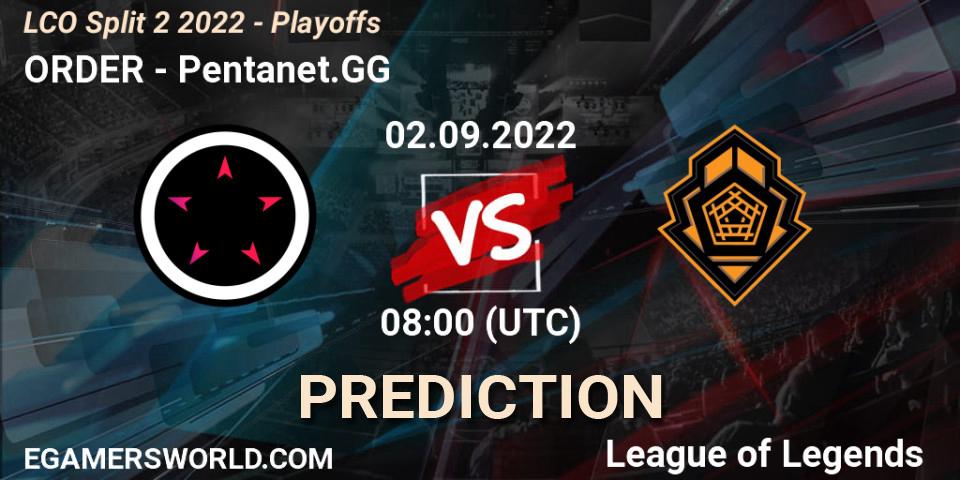 ORDER contre Pentanet.GG : prédiction de match. 02.09.22. LoL, LCO Split 2 2022 - Playoffs