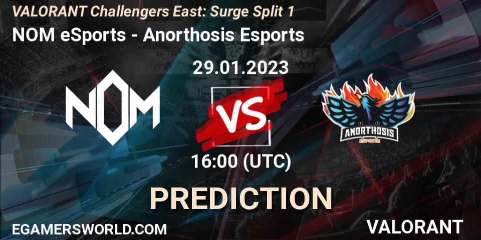 NOM eSports contre Anorthosis Esports : prédiction de match. 29.01.23. VALORANT, VALORANT Challengers 2023 East: Surge Split 1