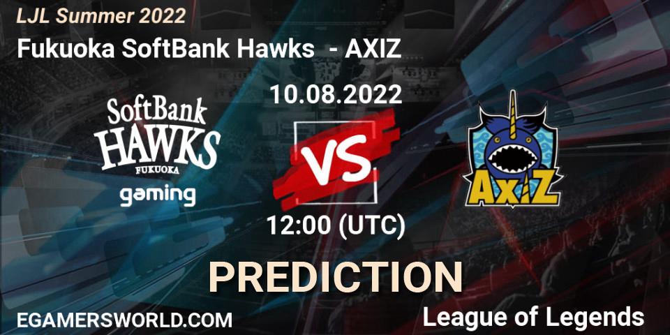 Fukuoka SoftBank Hawks contre AXIZ : prédiction de match. 10.08.22. LoL, LJL Summer 2022