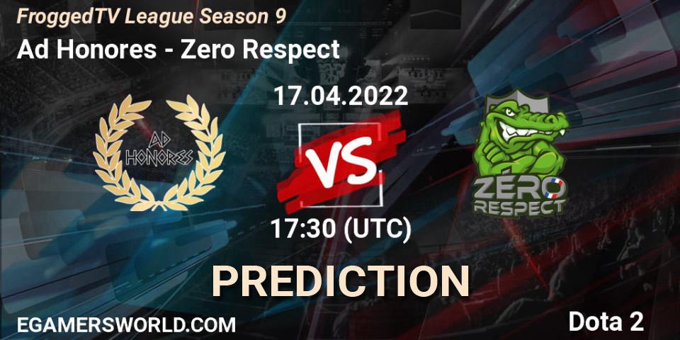 Ad Honores contre Zero Respect : prédiction de match. 17.04.2022 at 17:30. Dota 2, FroggedTV League Season 9