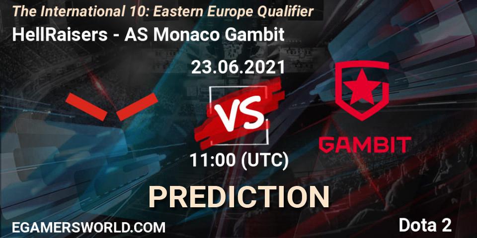 HellRaisers contre AS Monaco Gambit : prédiction de match. 23.06.2021 at 15:30. Dota 2, The International 10: Eastern Europe Qualifier
