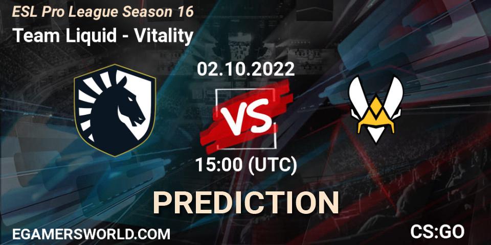 Team Liquid contre Vitality : prédiction de match. 02.10.22. CS2 (CS:GO), ESL Pro League Season 16