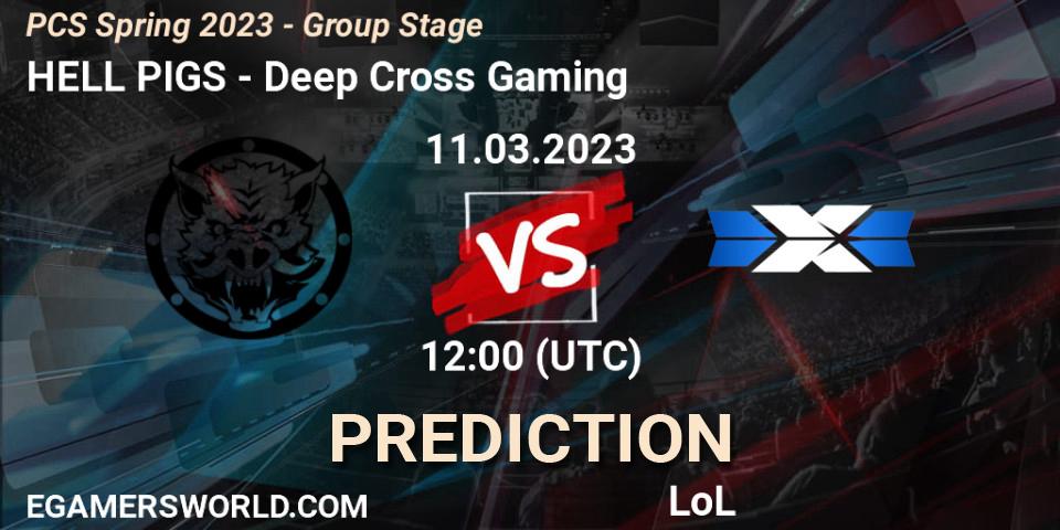 HELL PIGS contre Deep Cross Gaming : prédiction de match. 12.02.2023 at 10:00. LoL, PCS Spring 2023 - Group Stage