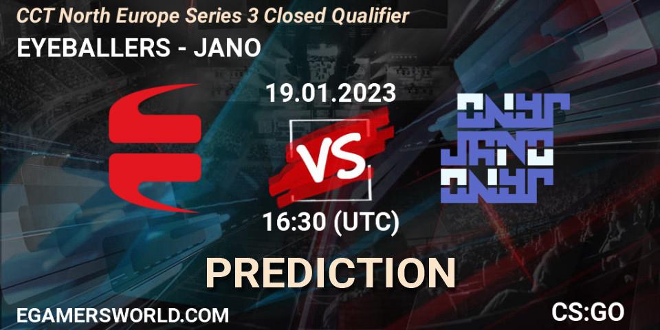 EYEBALLERS contre JANO : prédiction de match. 19.01.2023 at 16:40. Counter-Strike (CS2), CCT North Europe Series 3 Closed Qualifier