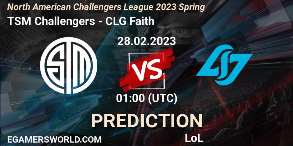 TSM Challengers contre CLG Faith : prédiction de match. 28.02.23. LoL, NACL 2023 Spring - Group Stage