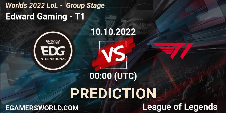 Edward Gaming contre T1 : prédiction de match. 14.10.2022 at 00:00. LoL, Worlds 2022 LoL - Group Stage