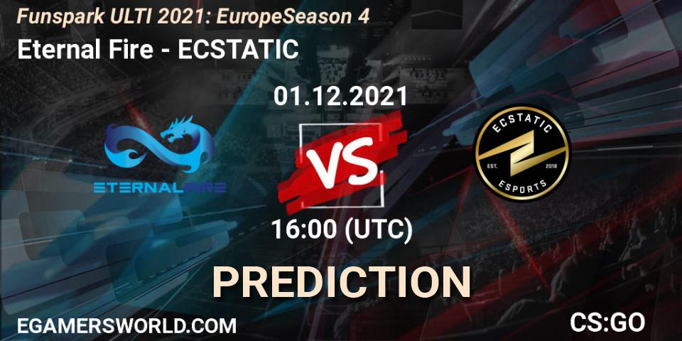 Eternal Fire contre ECSTATIC : prédiction de match. 01.12.2021 at 11:00. Counter-Strike (CS2), Funspark ULTI 2021: Europe Season 4