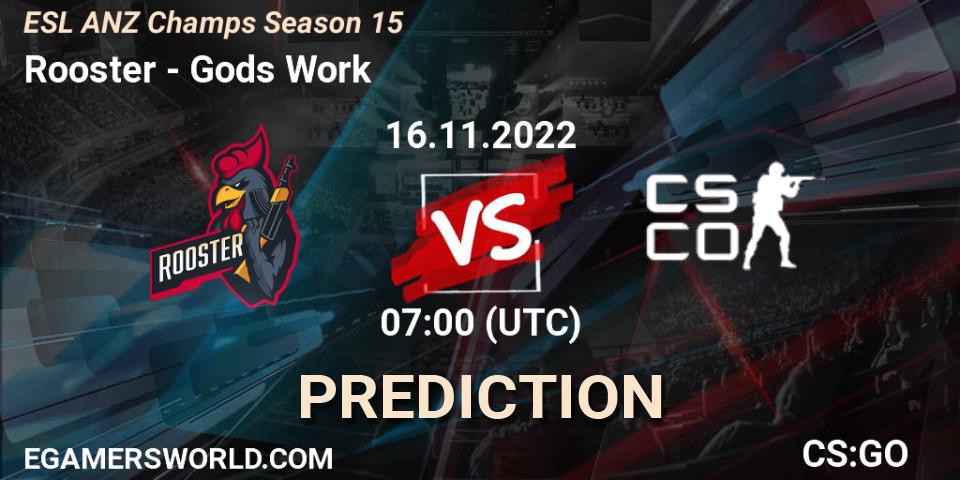 Rooster contre Gods Work : prédiction de match. 16.11.22. CS2 (CS:GO), ESL ANZ Champs Season 15
