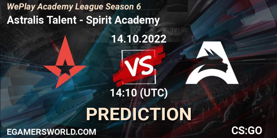 Astralis Talent contre Spirit Academy : prédiction de match. 14.10.22. CS2 (CS:GO), WePlay Academy League Season 6