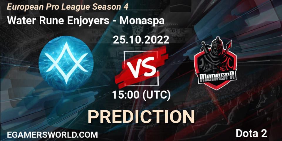 Water Rune Enjoyers contre Monaspa : prédiction de match. 25.10.22. Dota 2, European Pro League Season 4