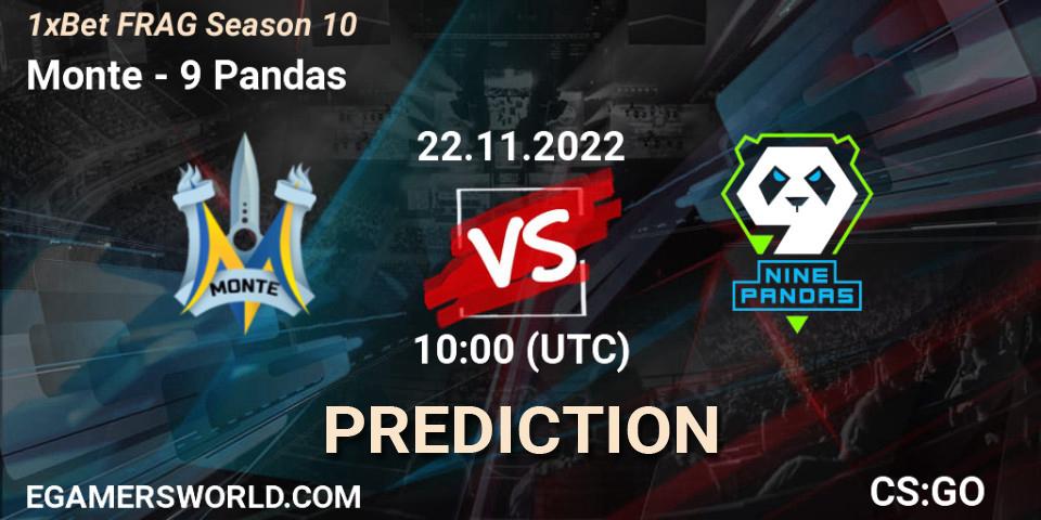 Monte contre 9 Pandas : prédiction de match. 22.11.2022 at 10:10. Counter-Strike (CS2), FRAG Season 10