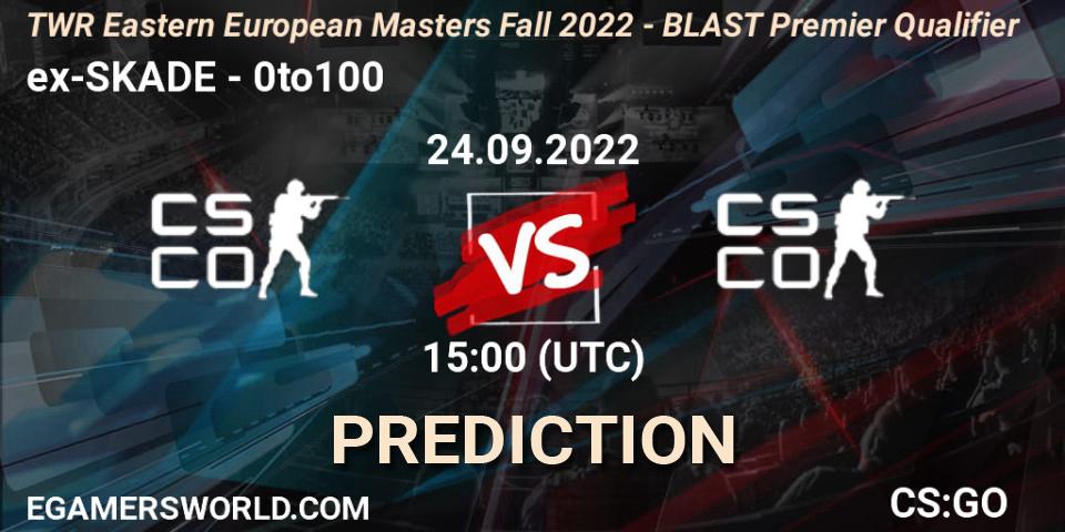 ex-SKADE contre 0to100 : prédiction de match. 24.09.2022 at 08:00. Counter-Strike (CS2), TWR Eastern European Masters: Fall 2022