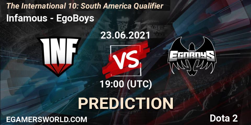 Infamous contre EgoBoys : prédiction de match. 23.06.21. Dota 2, The International 10: South America Qualifier