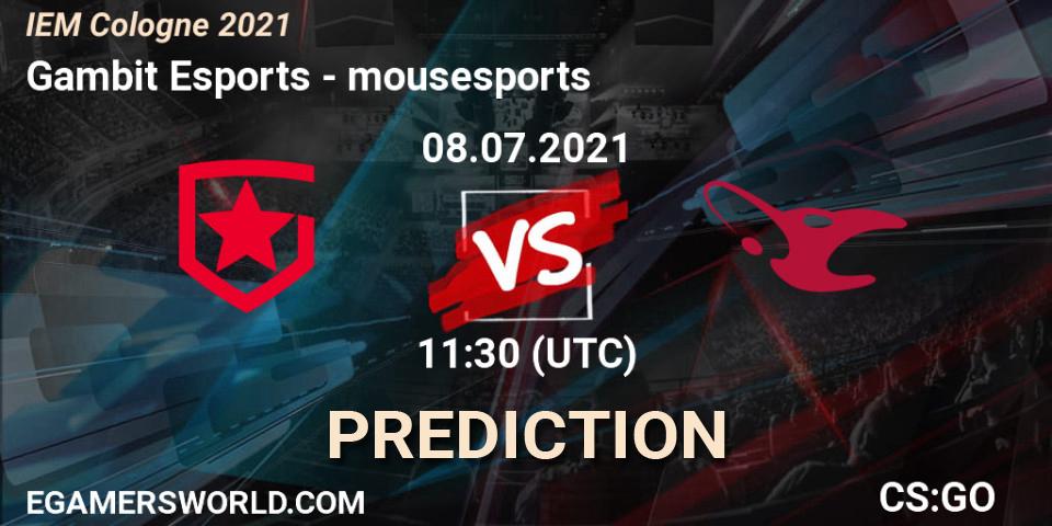 Gambit Esports contre mousesports : prédiction de match. 08.07.21. CS2 (CS:GO), IEM Cologne 2021