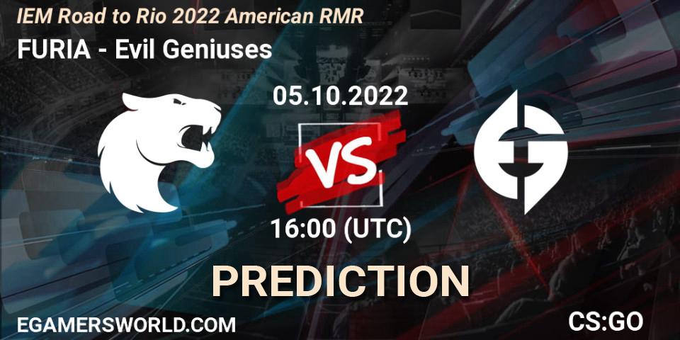 FURIA contre Evil Geniuses : prédiction de match. 05.10.22. CS2 (CS:GO), IEM Road to Rio 2022 American RMR