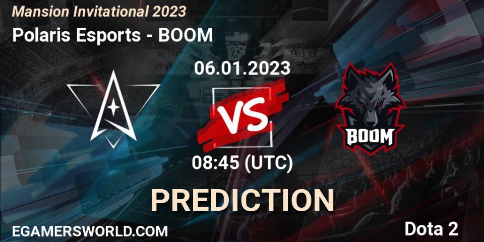 Polaris Esports contre BOOM : prédiction de match. 07.01.2023 at 03:00. Dota 2, Mansion Invitational 2023