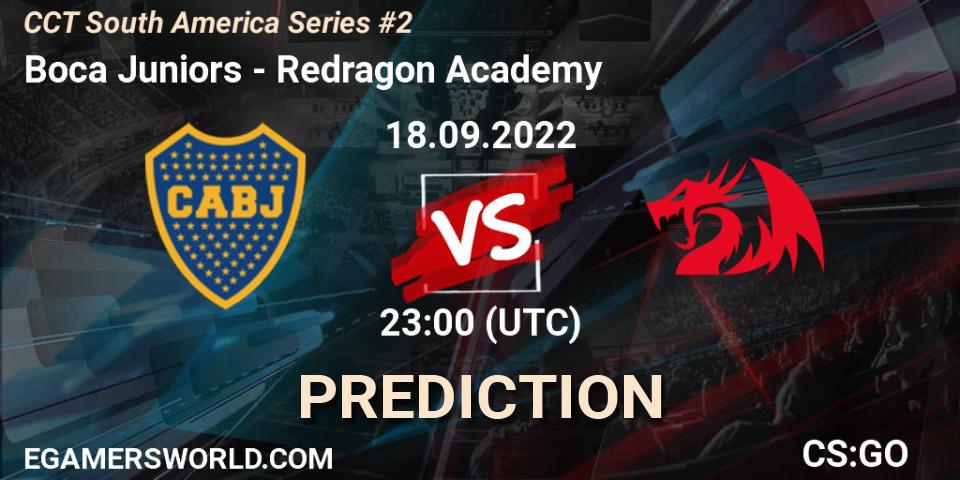 Boca Juniors contre Redragon Academy : prédiction de match. 18.09.2022 at 23:35. Counter-Strike (CS2), CCT South America Series #2
