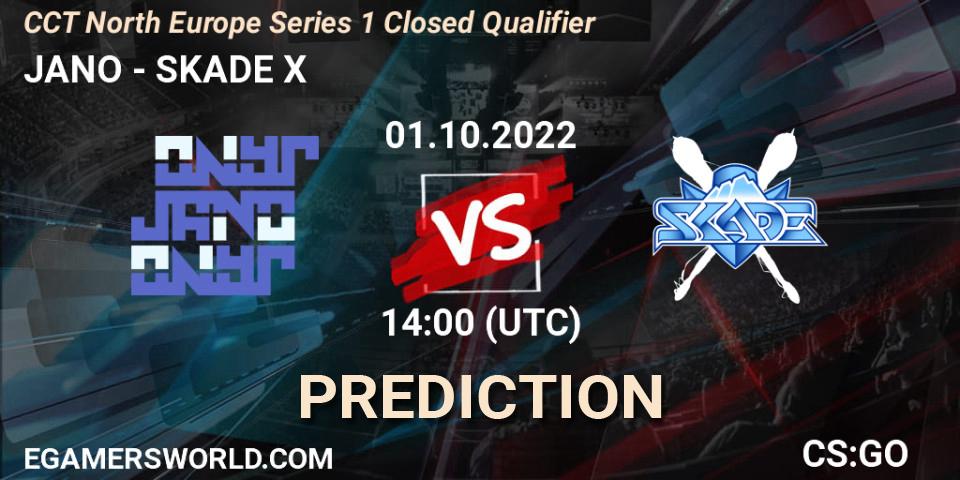 JANO contre SKADE X : prédiction de match. 01.10.2022 at 14:00. Counter-Strike (CS2), CCT North Europe Series 1 Closed Qualifier