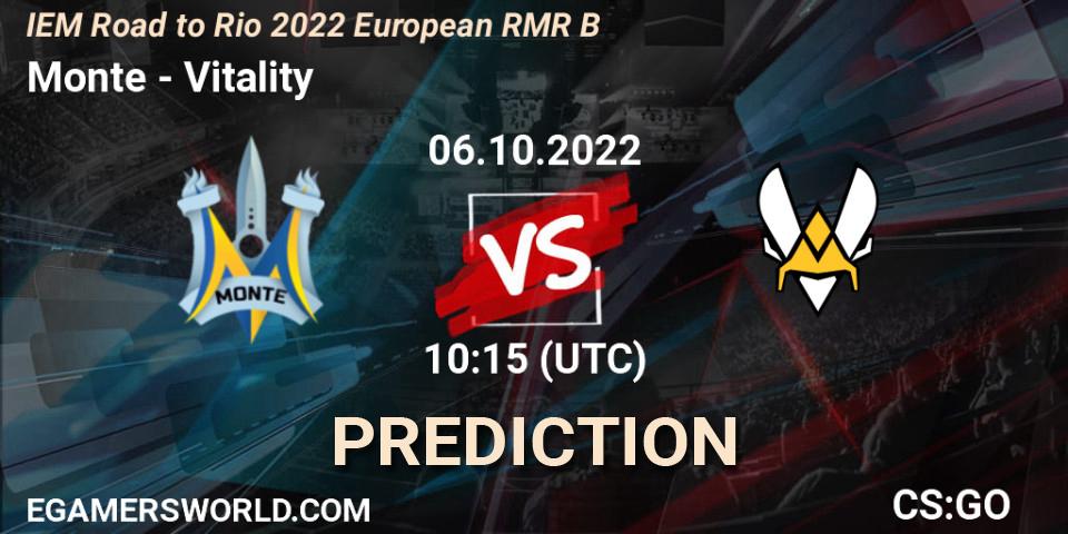 Monte contre Vitality : prédiction de match. 06.10.2022 at 10:55. Counter-Strike (CS2), IEM Road to Rio 2022 European RMR B