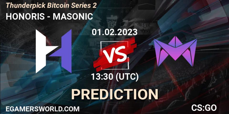 HONORIS contre MASONIC : prédiction de match. 01.02.23. CS2 (CS:GO), Thunderpick Bitcoin Series 2