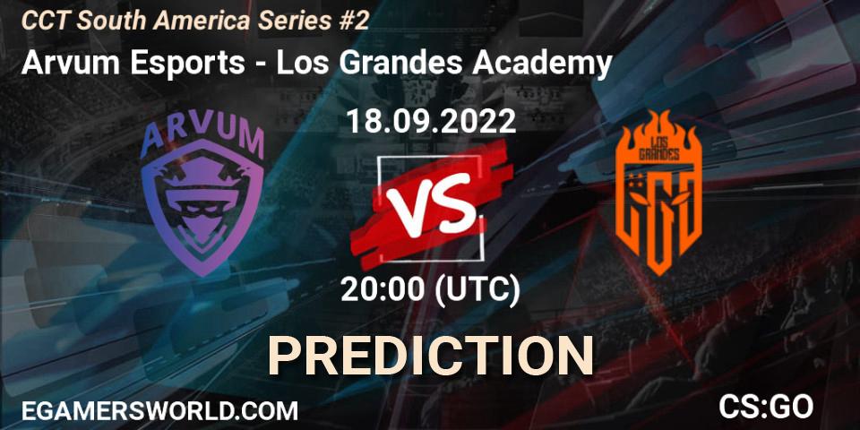 Arvum Esports contre Los Grandes Academy : prédiction de match. 18.09.2022 at 21:10. Counter-Strike (CS2), CCT South America Series #2
