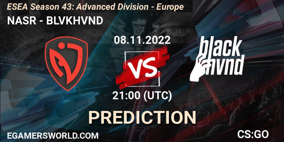 NASR contre Dripmen : prédiction de match. 08.11.22. CS2 (CS:GO), ESEA Season 43: Advanced Division - Europe