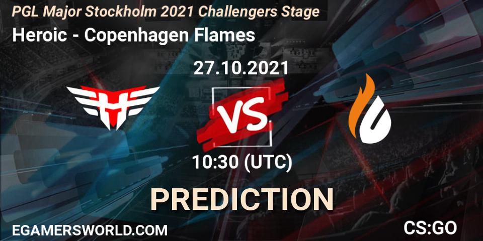 Heroic contre Copenhagen Flames : prédiction de match. 27.10.2021 at 10:45. Counter-Strike (CS2), PGL Major Stockholm 2021 Challengers Stage