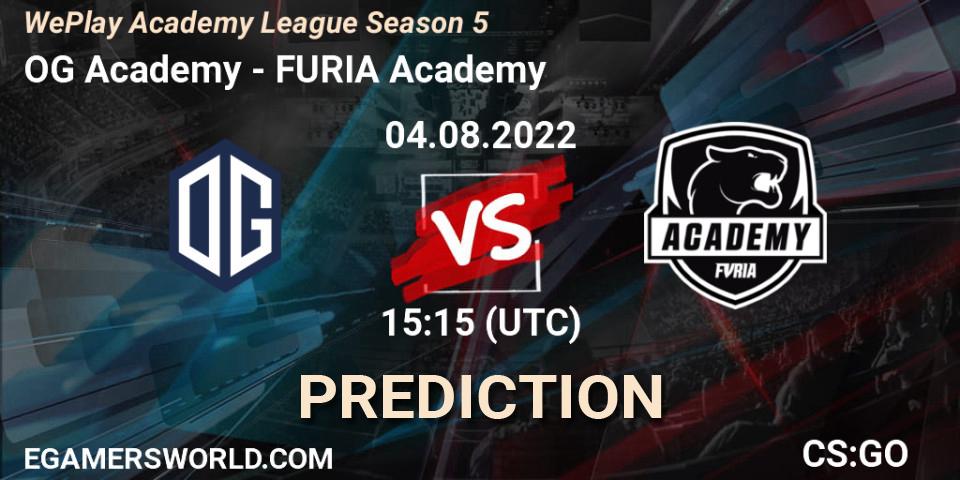 OG Academy contre FURIA Academy : prédiction de match. 04.08.2022 at 14:55. Counter-Strike (CS2), WePlay Academy League Season 5