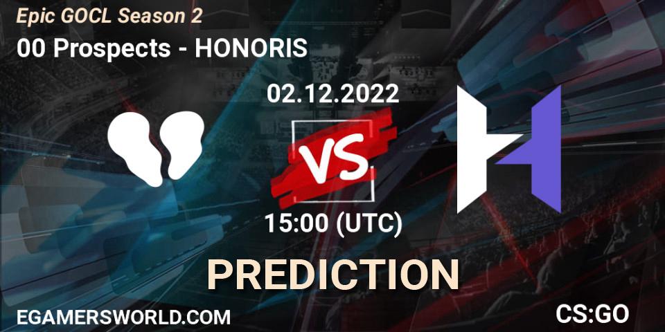 00 Prospects contre HONORIS : prédiction de match. 02.12.22. CS2 (CS:GO), Epic GOCL Season 2