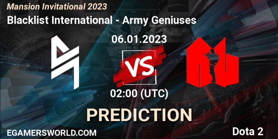 Blacklist International contre Army Geniuses : prédiction de match. 07.01.23. Dota 2, Mansion Invitational 2023