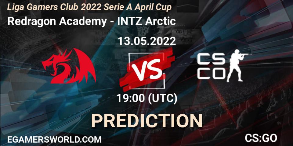 Redragon Academy contre INTZ Arctic : prédiction de match. 13.05.2022 at 19:00. Counter-Strike (CS2), Liga Gamers Club 2022 Serie A April Cup