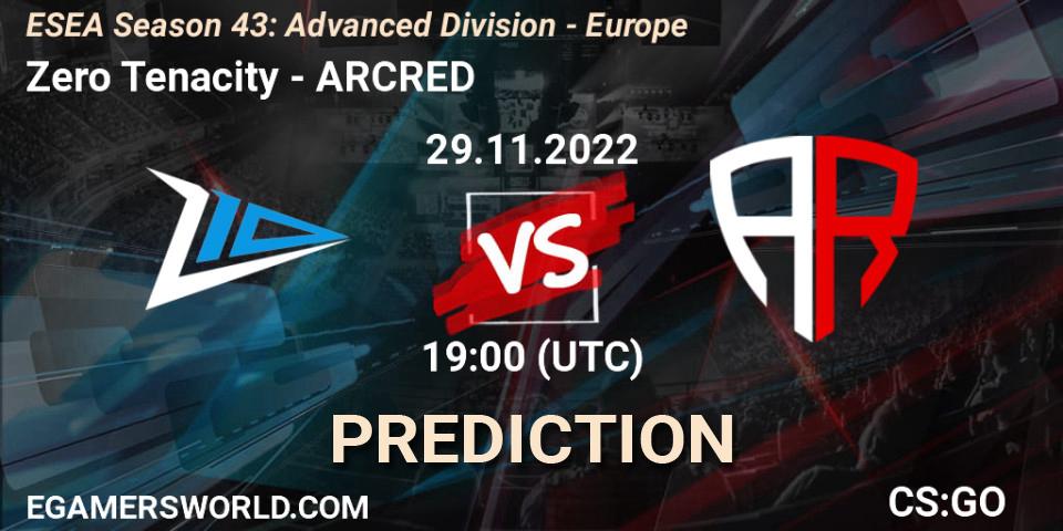 Zero Tenacity contre ARCRED : prédiction de match. 29.11.22. CS2 (CS:GO), ESEA Season 43: Advanced Division - Europe
