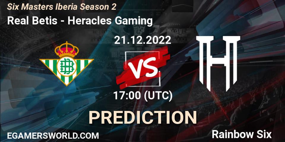 Real Betis contre Heracles Gaming : prédiction de match. 21.12.2022 at 17:00. Rainbow Six, Six Masters Iberia Season 2