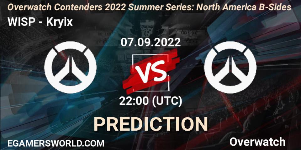 WISP contre Kryix : prédiction de match. 07.09.2022 at 22:00. Overwatch, Overwatch Contenders 2022 Summer Series: North America B-Sides