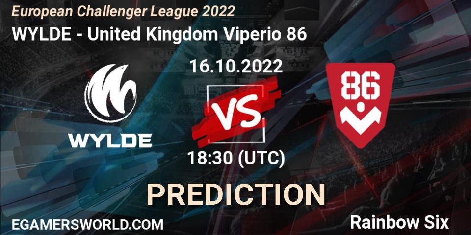 WYLDE contre United Kingdom Viperio 86 : prédiction de match. 21.10.2022 at 18:30. Rainbow Six, European Challenger League 2022